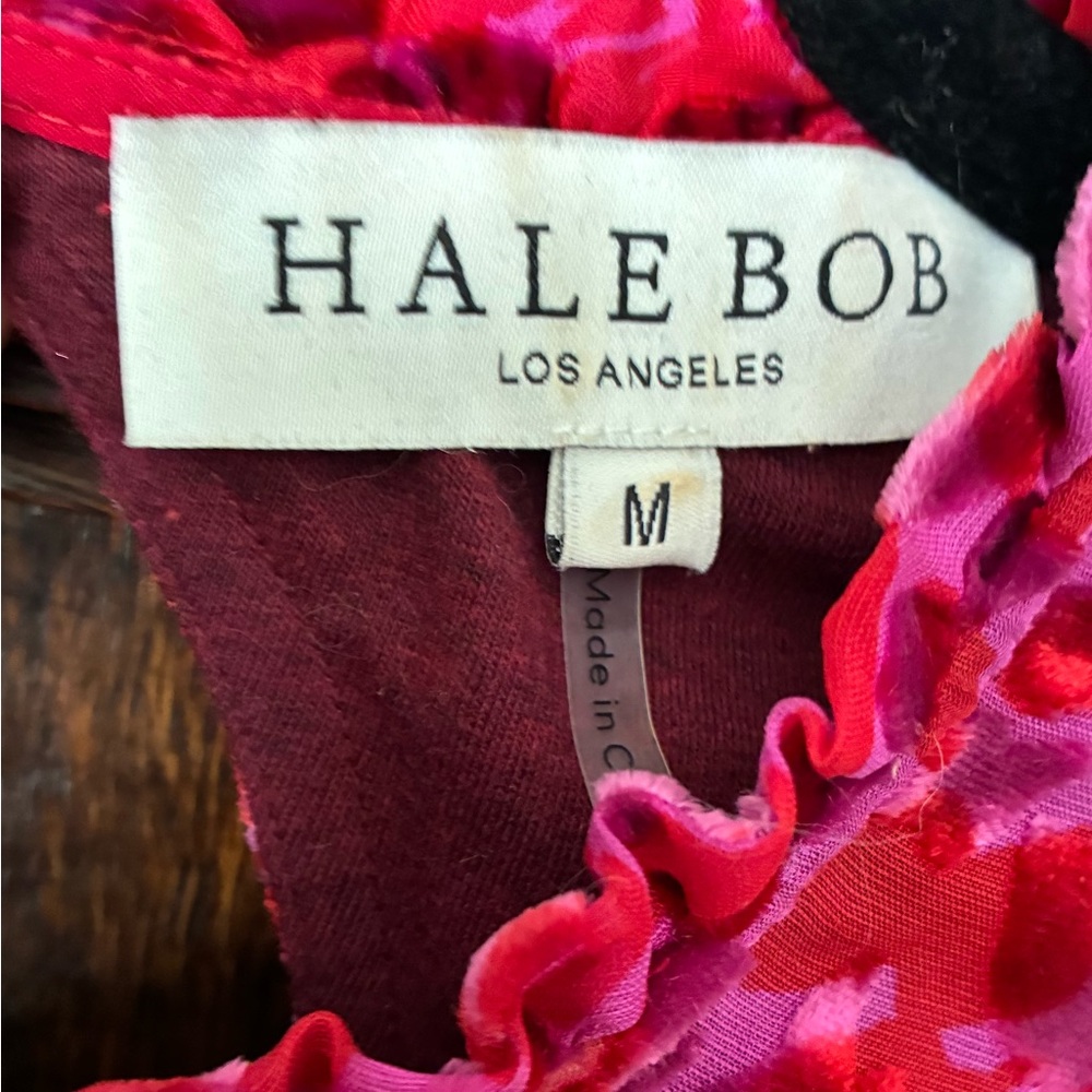🌹Hale Bob Red & Fuchsia velvet burnout dress|Leopard print with gold chain|M✨ - Picture 7 of 8